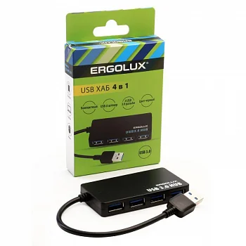 15109 Разветвитель USB ELX-SLP01-C02 4USB 2А коробка черн. ERGOLUX 