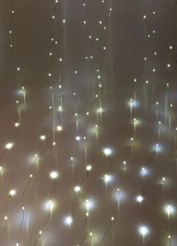 Гирлянда светодиодная "Дождь" 3х2м 240LED бел. 220В 8 режимов 1.5мм провод прозр. КОСМОС KOC_CUR-V107