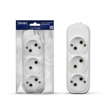 TKE-C01-KU3 Колодка удлинителя 3-м 10А без заземл. АБС-пластик бел. TOKOV ELECTRIC 