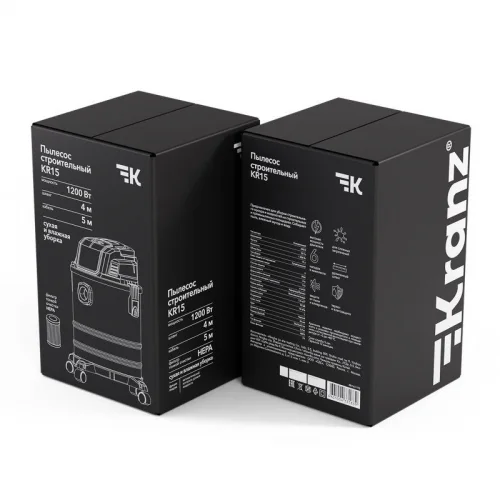 Пылесос строительный KR15 1200Вт 15л 4м Kranz KR-16-1115