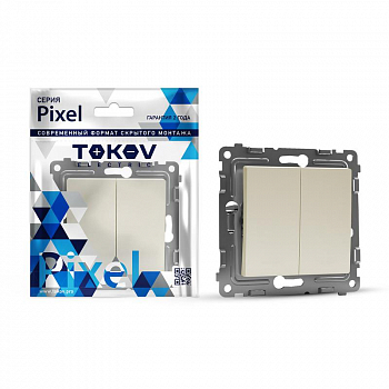 TKE-PX-P2-C02 Переключатель проходной 2-кл. СП Pixel 10А IP20 механизм беж. TOKOV ELECTRIC 