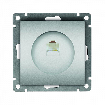 A0051-S Розетка компьютерная 1-м СП Афина RJ45 кат.5E механизм серебр. Universal 
