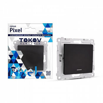 TKE-PX-V1I-C14 Выключатель 1-кл. СП Pixel 10А IP20 с индикатором механизм карбон TOKOV ELECTRIC 