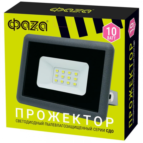 Прожектор СДО-10 10Вт 6500К GR IP65 230В ФАZА 5032033
