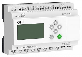 Модуль ЦПУ ПЛК 410 14 DI 8 RO 220В AC с Ethernet портом с экраном ONI PLC-410-CPU-14D08R-1AC-00