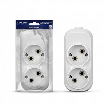 TKE-C01-KU2 Колодка удлинителя 2-м 10А без заземл. АБС-пластик бел. TOKOV ELECTRIC 