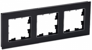 BR-M32-G-K02 Рамка 3-м BRITE РУ-3-2-БрЧ стекло черн. IEK 