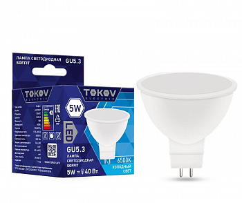 TKE-MR16-GU5.3-5-6.5K Лампа светодиодная 5Вт Soffit 6500К GU5.3 176-264В TOKOV ELECTRIC 