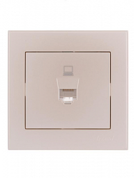 Розетка компьютерная 1-м СП Rain RJ45 жемчуж./бел. перламутр. LEZARD 703-3030-139