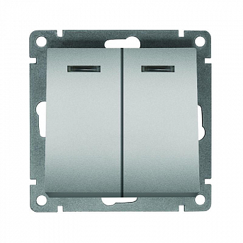 A0123-S Выключатель 2-кл. СП Афина 10А IP20 с подсветкой механизм серебр. Universal 