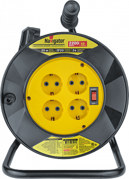 93907 Удлинитель на катушке 4х20м с заземл. 93 907 NPE-R-04-20-E-3х1 NAVIGATOR 