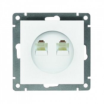 A1086 Розетка компьютерная 2-м СП Афина RJ45 кат.5E механизм бел. Universal 