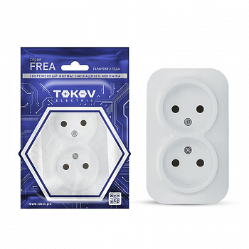 TKE-FR-R2-C01 Розетка 2-м ОП Frea 16А IP20 250В без заземл. АБС-пластик бел. TOKOV ELECTRIC 