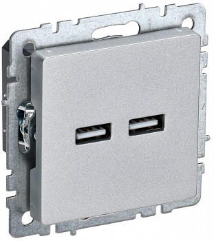 BR-U21-D31-K47 Розетка BRITE USB A+A 3.1А РЮ10-1-БрА алюм. IEK 