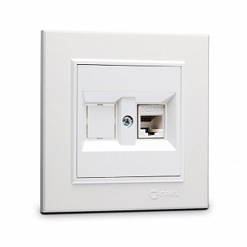 56001035 Розетка компютерная CAT5 + гнездо СП Karea IP20 бел. Makel 