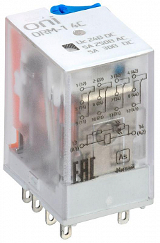 ORM-1-4C-DC24V-L-B Реле интерфейсное ORM-1 4C 24В DC с LED и тест. кнопкой ONI 