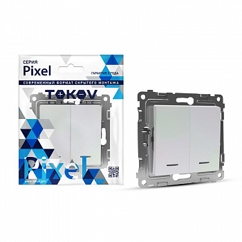 TKE-PX-V2I-C04 Выключатель 2-кл. СП Pixel 10А IP20 с индикатором механизм перламутр. TOKOV ELECTRIC 