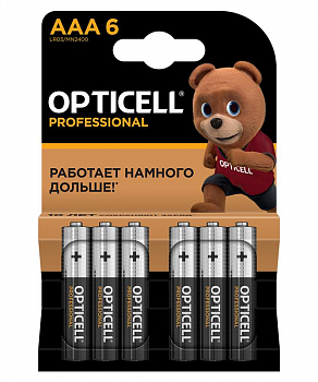 5052004 Элемент питания алкалиновый AAA/LR03 (блист. 6шт) Professional Opticell 