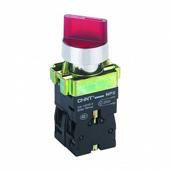 574697 Переключатель NP2-BK12461 2 полож. с фиксацией 1НО красн. AC/DC 220В (LED) IP40 CHINT 