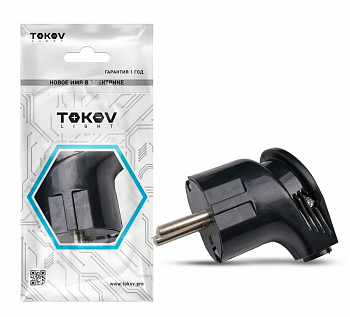 TKL-PLUZ-C05 Вилка угловая 16А 250В с заземл. черн. TOKOV ELECTRIC 
