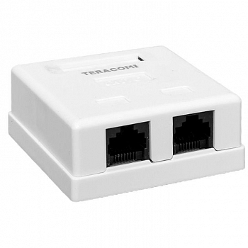 TRP-WBOX-2RJ45-6UTP-WH Розетка настенная TERACOM PRO кат.6 неэкранированная 2 порта RJ-45 Dual IDC бел. EKF 