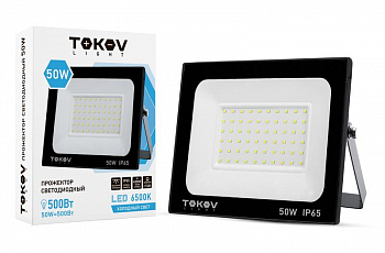 TKL-FL/LED-50-6.5K-IP65 Прожектор светодиодный 50Вт 3400лм 6500К IP65 черн. TOKOV LIGHT 
