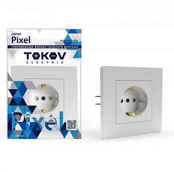 TKE-PX-R1FZSF-C01 Розетка 1-м СП Pixel 16А IP20 с заземл. защ. шторки в сборе бел. TOKOV ELECTRIC 