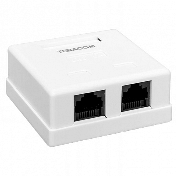 TRC-WBOX-2RJ45-5EUTP-WH Розетка настенная TERACOM кат.5E неэкранированная 2 порта RJ-45 Dual IDC бел. EKF 