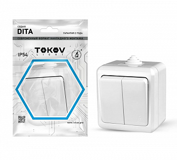 TKL-DT-V2-C01-IP54 Выключатель 2-кл. ОП Dita IP54 10А 250В бел. TOKOV LIGHT 